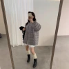 A new 2025 winter Korean-style lantern-sleeved checkered down jacket for women, featuring a unique and lightweight design details Picture